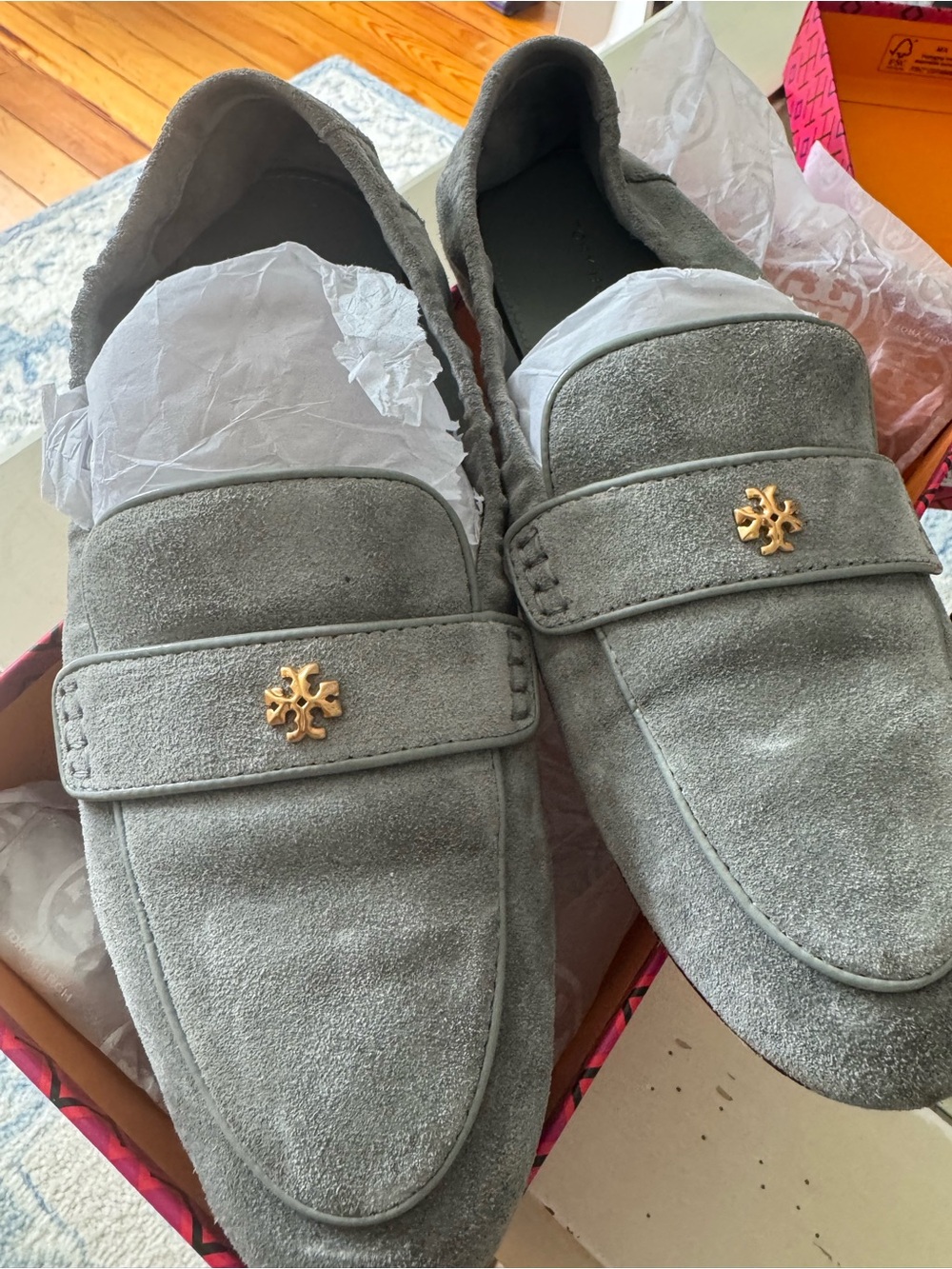 Tory Burch Ballet Loafer Suede Blue Lapis Sz 6.5